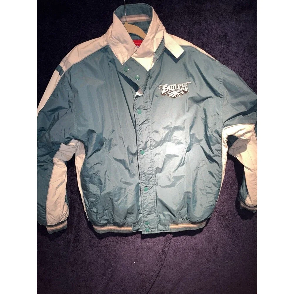 Vintage Philadelphia Eagles Hoodie Chalk Line Midnight Green Jacket Size L